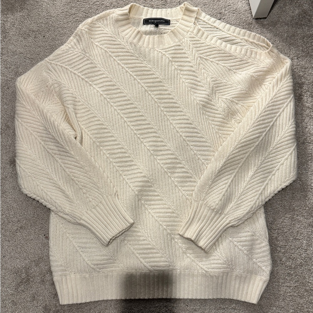 BCBGMaxAzria Cream Textured Sweater